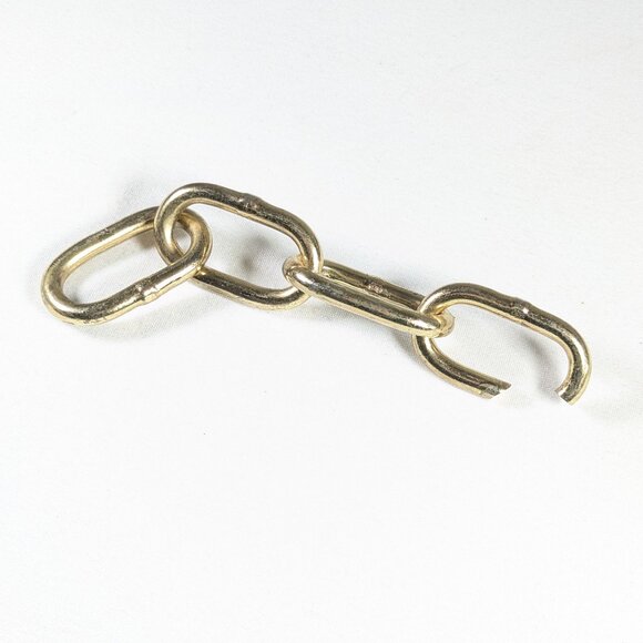 Linked chain bottle opener, gold toned metal welded chain - Picture 1 of 7